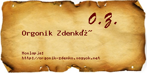 Orgonik Zdenkó névjegykártya